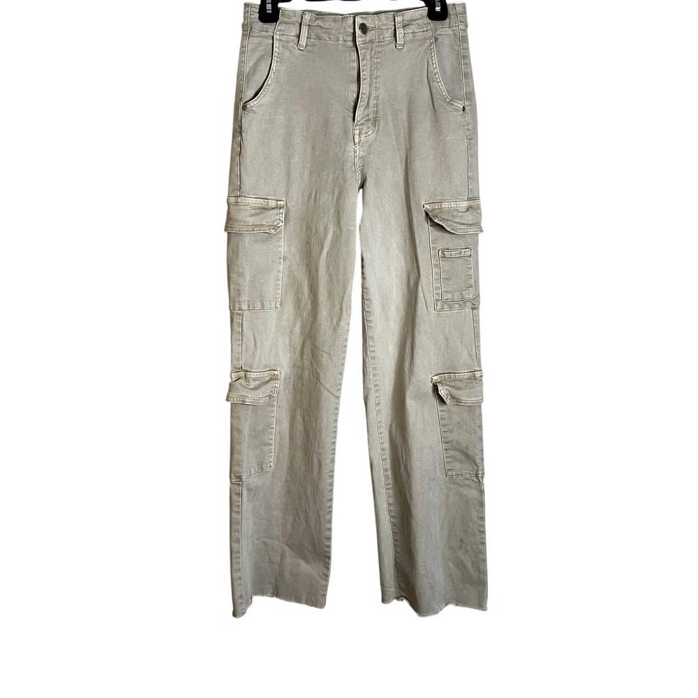 American Eagle Khaki High Waisted Straight Leg Cargo Pants RD8229 Tan Women 6